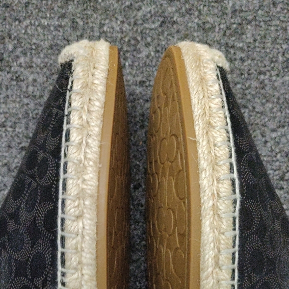 Coach "Carley" Signature Black Leather Espadrille Flats #C6763 - Picture 6 of 12